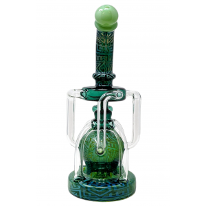 10" Sand Blasted Ball Chamber Recycler Water Pipe Rig - [WSG019]